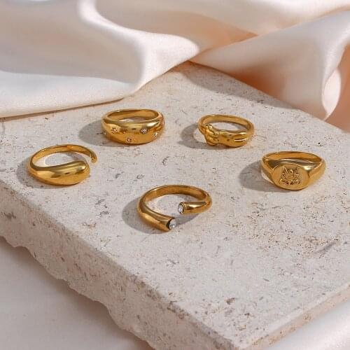 High End Ring Sets New Trend Star Zircon Bee Signet Body Pendant Chunky Golden Ring for Women Stainless Steel Jewelry for Male