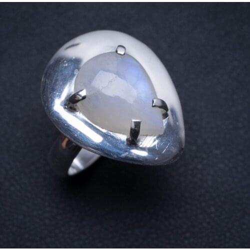 Natural Rainbow Moonstone Handmade Mexican 925 Sterling Silver Ring, US Size 7 S2151