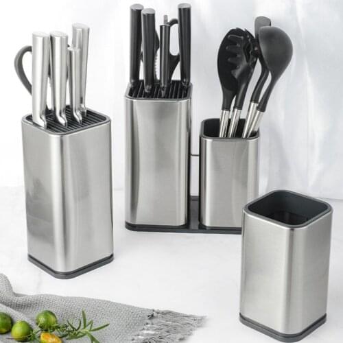 Stainless Steel Knife Block Stand Holder Multi Kitchen Scissors Knives Storage Cooking Utensils Organizer Accessories