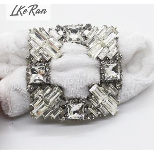 NEW 45MM 2Pcs Alloy Hair accessories Buckle Square Diamond Rhinestones Handwork Buckle DIY Clothing Decoration Accessories