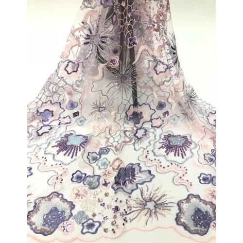 New Design African Sequins Lace Fabric L-688811 African French Sequince Lace Fabric