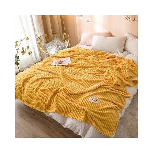 Blankets for Beds Yellow Color Soft Warm Square Flannel Blanket On the Bed Thickness Throw Blanket