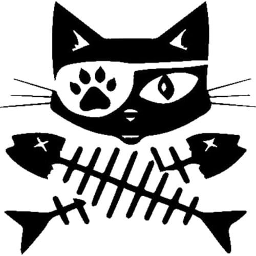 PLAY COOL Pirate Cat Fish Crossbones Car Sticker Trucks Vans Walls Cups Laptops Automobiles Exterior Accessories Vinyl Decals
