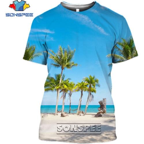 SONSPEE 3D Print Palm Tree Leaf Beach T Shirt Casual Hip Hop Harajuku Fitness Summer Short Sleeve Women Mens Tee Tops Clothing