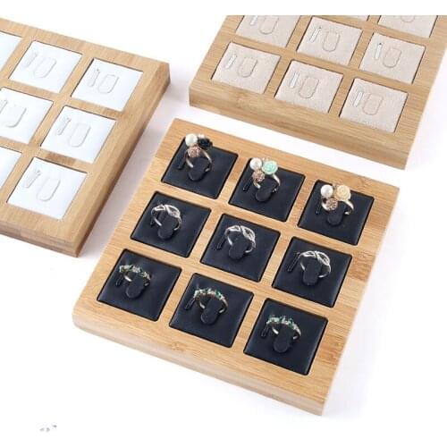 Ring Display Holder Stand Flocking Jewelry Ring Display Tray Counter Jewelry Display Organizer Tray Storage