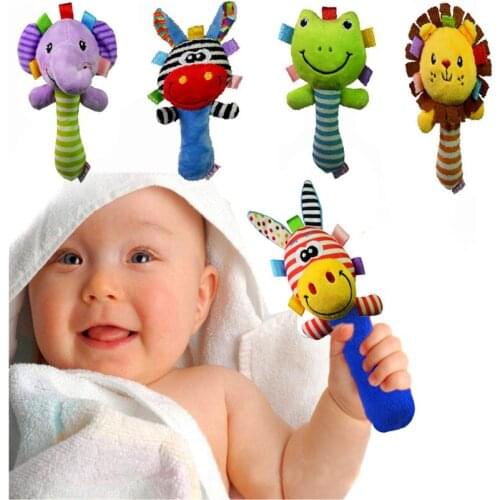Newborn Baby Rattle Toys frog lion hand Rattles Pacify plush Doll infant Music Hand Bells kids Baby toys for Boy Toy