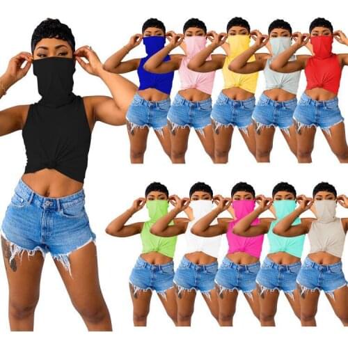 Casual Shirt Sleeveless Short Shirt Crop Top Solid Color t Shirt Women Summer Clothes For Women