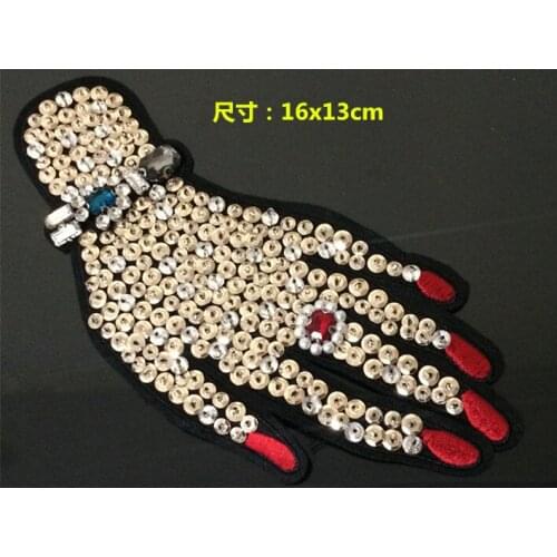 Hand rhinestones beaded patches vintage embroidered fabric applique fashion clothing decoration sew on patch accessories supplie