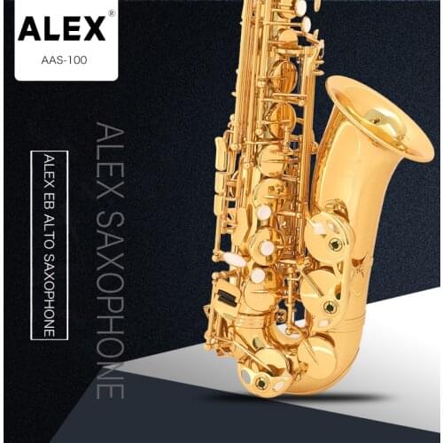 Alex saxophone Eb Gold Lacquer Alto AAS-100 sax Musical Professional Saxophone