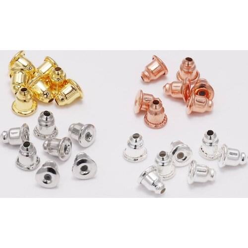 200pcs High Quality Stainless Steel Silver/Gold/Rose gold Earring Back Plug Earring Settings Base Ear Studs Back Earring Stopper