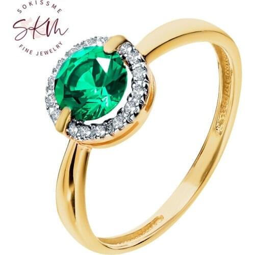 SKM Vintage rings for women emerald rings 14k rose gold brand designer Engagement rings designer Luxury Fine Jewelry