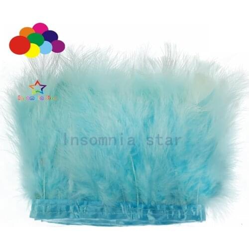 Light blue Pack of 2 Meter Natural Turkey Marabou Feather Trim Fringe 6-8 Inch in Width DIY Decoration