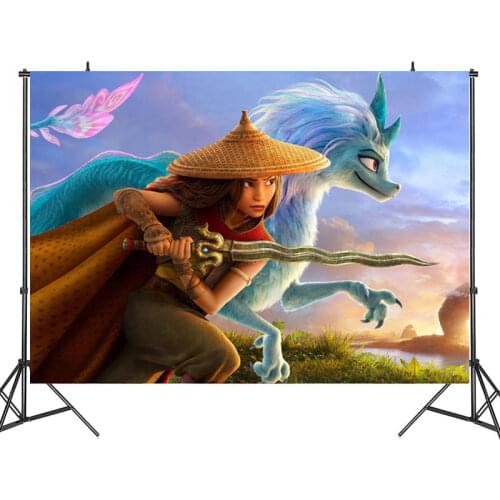 125*80 CM Disney Raya and The Last Dragon Party Birthday Background Cloth Theme Layout Cartoon Anime Figure Decoration Supplies