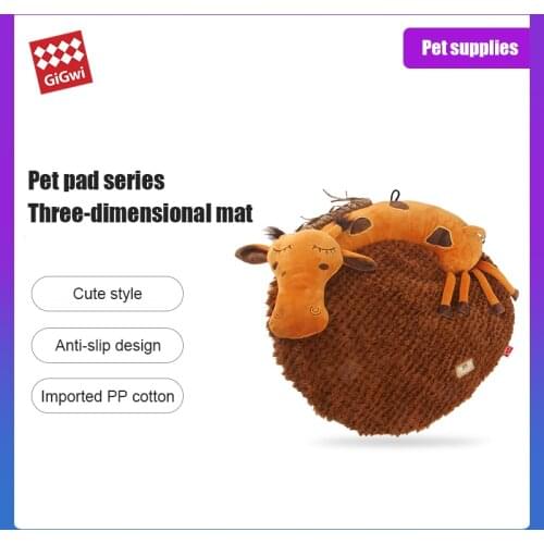 Gigwi Pet Supplies Pet Mat Snoozy Friends Series Stereoscopic Cat Cushion 100% Cotton Removable Washing Cat Anti-slip design Pad