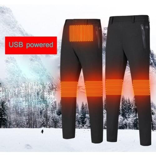 Womens USB Intelligent Electric Thermal Pants Winter Heating Pants Mens Outdoor Windproof Pants Skiing Camping 3 Temperatures