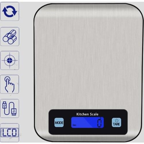 Stainless Steel Digital Kitchen Scales 5kg/1g Electronic LCD Display Balance Scale Food Cooking Weight Measuring Tool