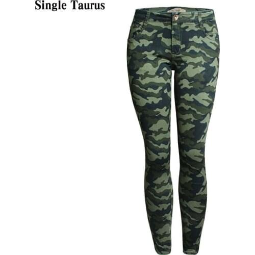 S-5XL Spring Summer Camouflage Strech Jeans Woman Elasticity Skinny Women Pants Jeans Low Waist Streetwear Spodnie Damskie 2020