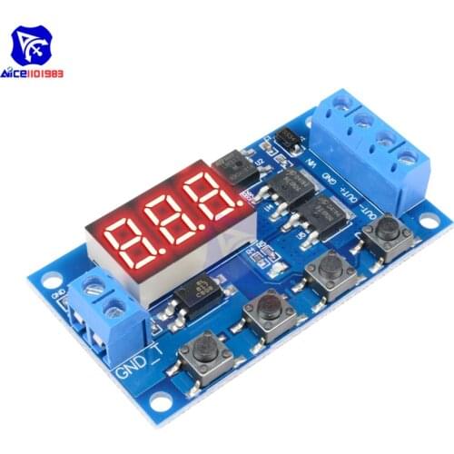 Trigger Cycle Timer Delay Relay Module 3 Bit LED Digit Tube Display Switch 12V 24V Dual MOS Relay Board DC Motor Microcontroller