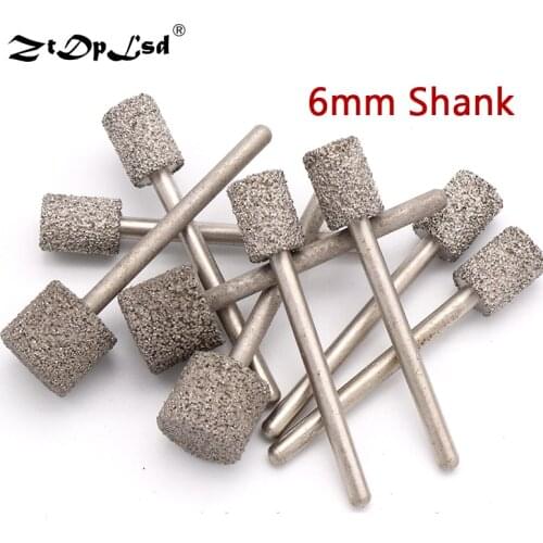 1PCS 3MM Shank Grit 46 Brazed Diamond Grinding Head Cylindrical For Jade Peeling Flat Jaw Stone Engraving Carving Tools Burrs