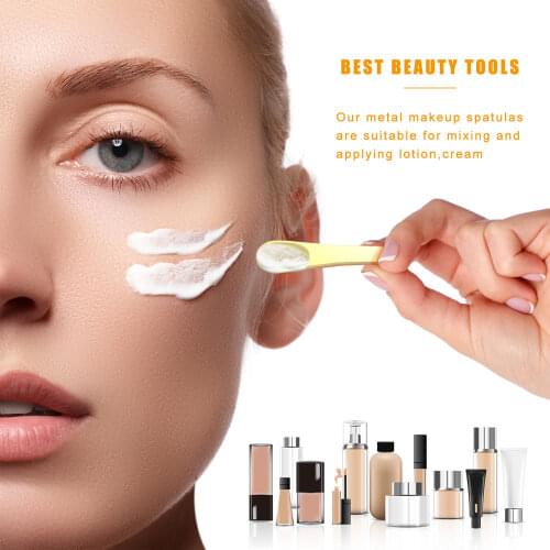1pcs Metal Cosmetic Spoons Spatulas Makeup Cream Scoops Facial Mask Mixing DIY Beauty Tool