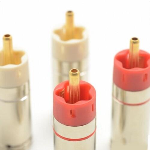HIFI Quality Hifi DIY Gold Plated Tellurium Copper / plated silver connectors speaker RCA Plugs 9mm Star Line 2 pairs/4pcs