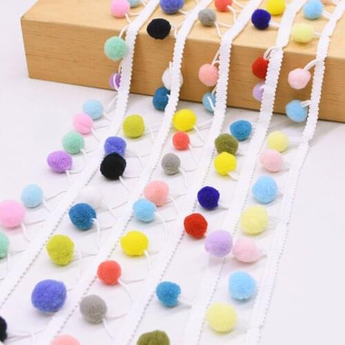 3M Pompom Lace Trim Ribbon Pompom Fringe Pearl Kintted Handmade Crafts Accessories Trim Ball Fabric Sewing Lace Ribbon