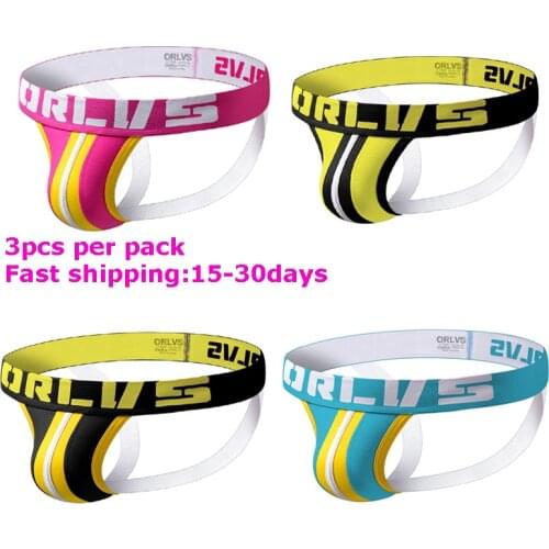 3pcs Men Underwear Male Lingerie Jockstrap G String Thongs Men Undershort Pure Cotton Solid Briefs Panties Jockstraps