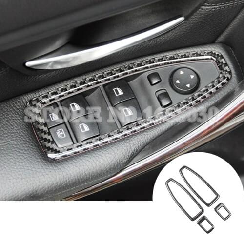 Carbon Fiber Door Window Switch Trim Cover For BMW 3 Series F30 GT F34 2013-2017 4pcs Car accesories interior Car Trim
