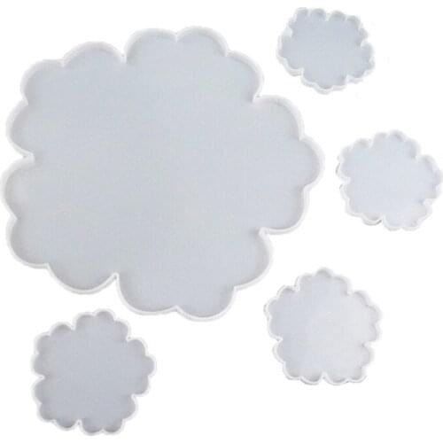 5Pcs Large Silicone Flower Coaster Resin Casting Making Molds Kit Resin Coaster Mold Agate Coaster Epoxy Molds Crafts 1XCA
