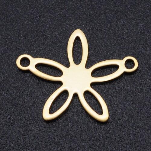 5pcs/lot 100% Stainless Steel Flower Connector Charms Wholesale Never Tarnish Jewelry Making Charms Top Quality