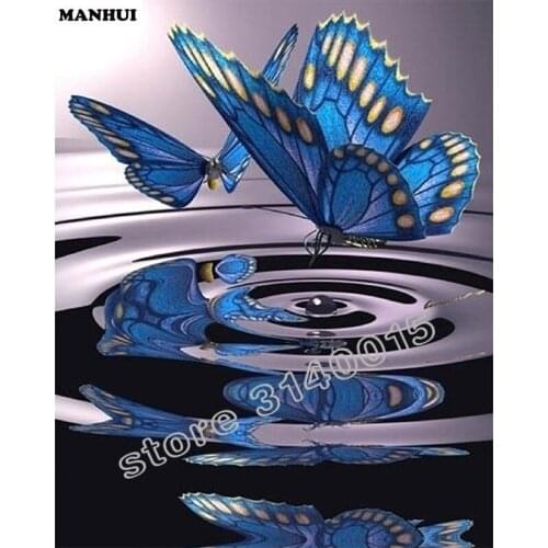 5D Diamond Embroidery blue butterfly DIY Diamond Mosaic Patterns rhinestones Daimond painting Art Picture Home Decor BAC011