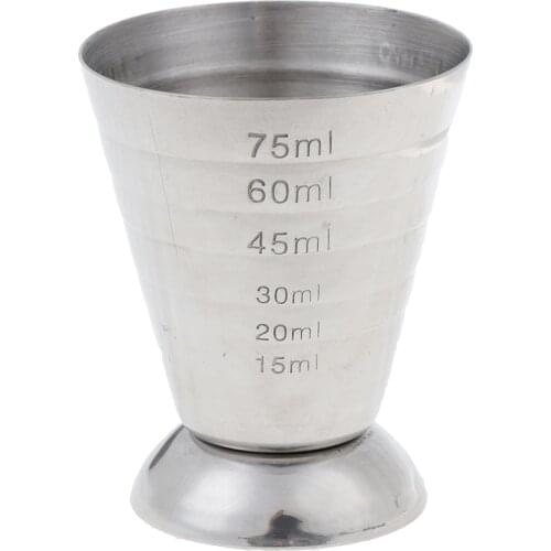 75ml 3 In 1 Stainless Steel Measuring Cup Cocktail Tools Bar Jigger Cup w/ml/oz Tbsp Measurement Unit for Bars Making