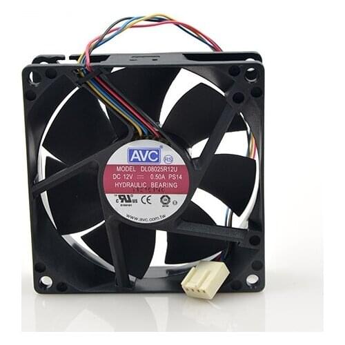 AVC 8025 0.50A DL08025R12U 12V 4 pin / line CPU chassis PWM speed cooling fan
