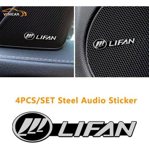 VEHICAR 4PCS Car Speaker Audio Stickers for LIFAN Vehicle Audio Decorate 3D Metal Emblems Sticker Decal Emblem Sticker