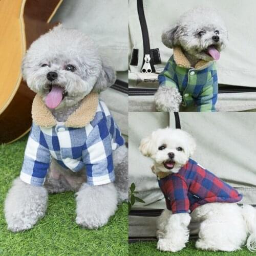 Velvet Warm Plaid Dog Clothes Puppy Jacket Coat Cat Clothes Dog Sweater Winter Dog Coat Clothing For Small Dogs Chihuahua S-2XL