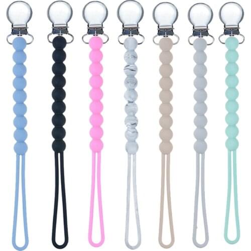 BPA Free Silicone Beads Baby Pacifier Clips Chain Nipple Holder Soother Holder Newborn Pacifier Dummy Clip Appease Soother Chain
