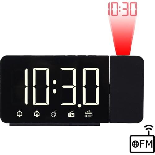 FanJu FJ3211 FM Radio LED Digital Clock Dual Alarm Table Desk Clock Projector USB Wake Up Clock with Time Projection Snooze