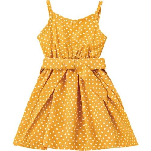 Children Sleeveless V-neck Midi Dress Cute Sweet Polka Dot Print High Waist Sling Sundress with Waistband Girls Casual Dresses