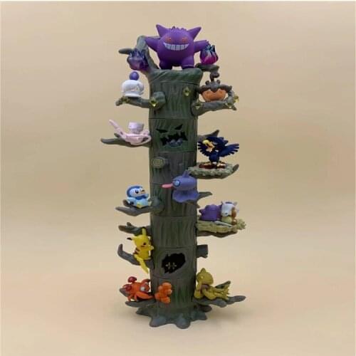TOMY Pokemon Action Figure Q Version Forest Stump Gengar Mew Pikachu Murkrow Ditto Ex Cashapou Ornament Model Toy