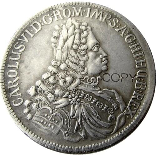 Germany Euro Austria 1 Thaler - Karl VI Hall 1721 Silver Plated Copy Coin