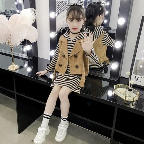 Girls Clothes Set Autumn 2021 New Long Sleeve Hooded Two-piece Children Suits Kids Clothing Little Girl Vest Sets 5-12 years