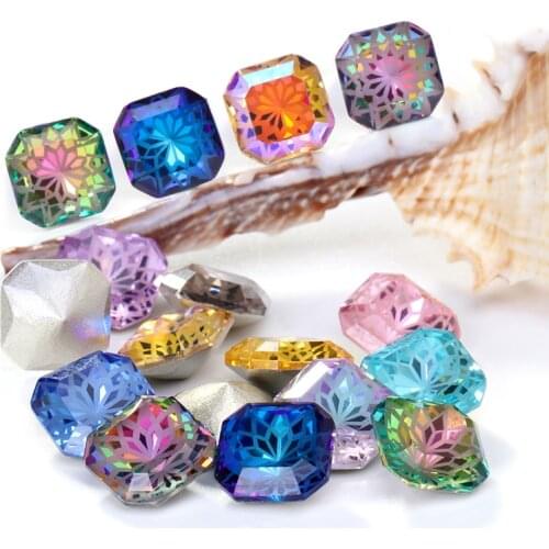 Astrobox Lotus Fat Square Rhinestone Crystal Stone DIY Clothing & Accessories Glass Stones Jewelry Making Loose Beads Stone