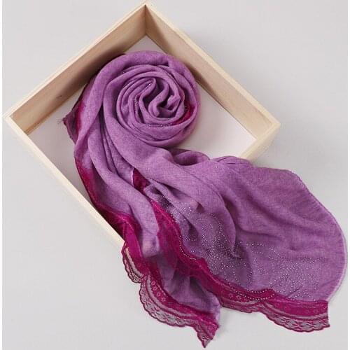 80*180CM Monochrome Cotton and Linen Scarf Malay Indonesian Gauze Scarf Headband Female Eyelashes Lace Hot Drilling Wholesale