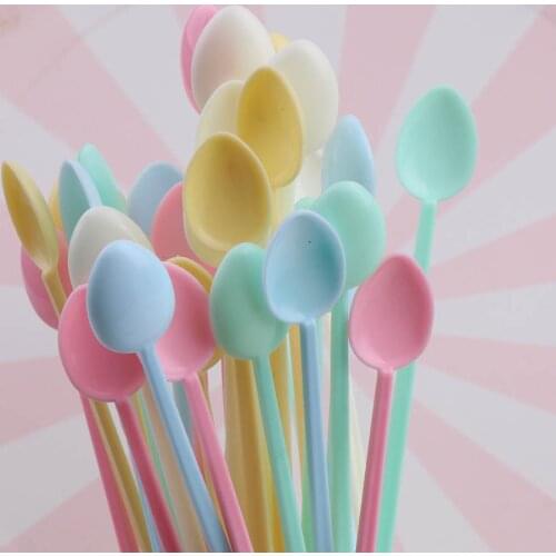 30Pc Random Mini Candy-color Plastic Cute Dispensing Spoon Jewelry Tool Resin Silicone Mold Tools Stirring Stick