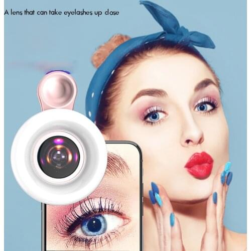 Phone Camera Lens, 15X Macro Lens, 3 Adjustable Brightness Fill Light, 53LEDs, 2 in 1 Clip-On Cell Phone Lens for Make Up Live