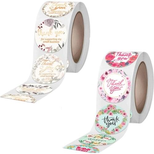 38MM Holiday Decoration Flowers Thank You Wedding Party Birthday Gift Sticker Label Envelope Sealing Glue Baking Cake Sticker