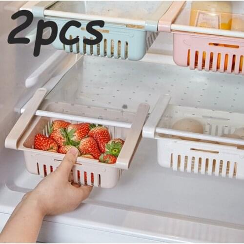 Adjustable Stretchable Kitchen Refrigerator Fresh-keeping Clapboard Multifunctional Organizer Basket Pullout Spacer Storage Rack