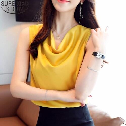 Sleeveless Shirt Women Summer Blouse 2021 New Sexy Ladies Tops Solid Stain Blouse Ruffled Shirt Slim Streetwear Tops Blusas 9545