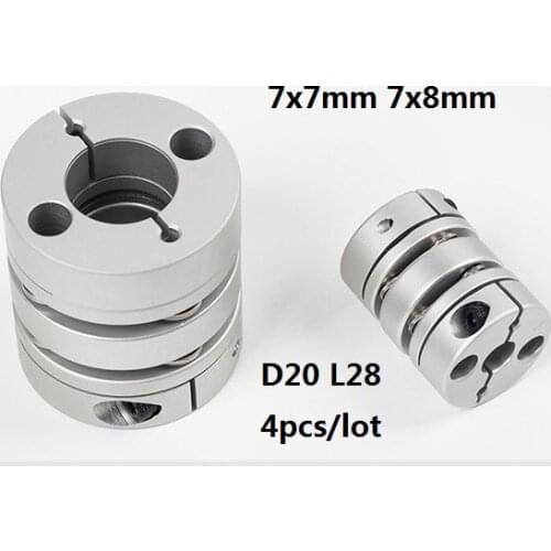 7x7mm 7x8mm Double diaphragm Disc coupling coupler screw rod servo motor encoder shaft coupling D20 L28