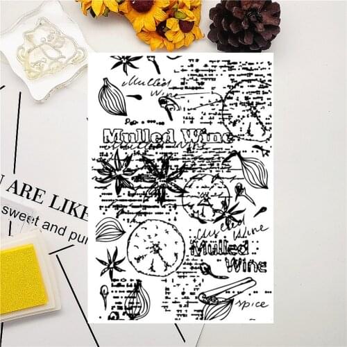 11*16CM Leaf Text Background Transparent Clear Stamps / Silicone Seals Roller Stamp For DIY Scrapbooking Photo Album/Card Making